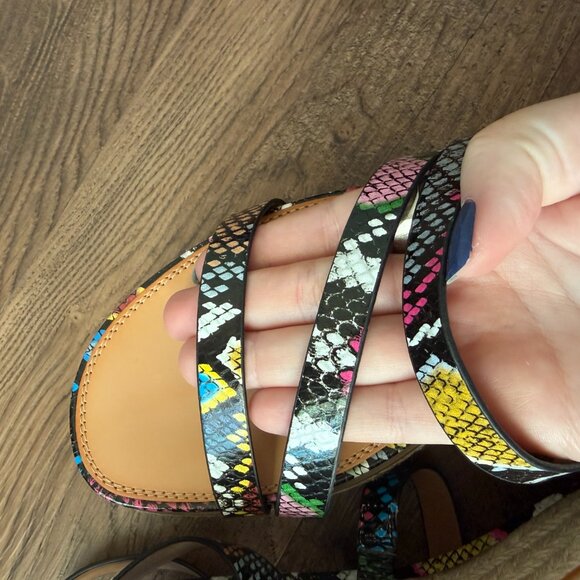 Vince Camuto Aevie Colorful Snakeskin Print Leather Platform Sandals Size 8 1/2 - Picture 7 of 11